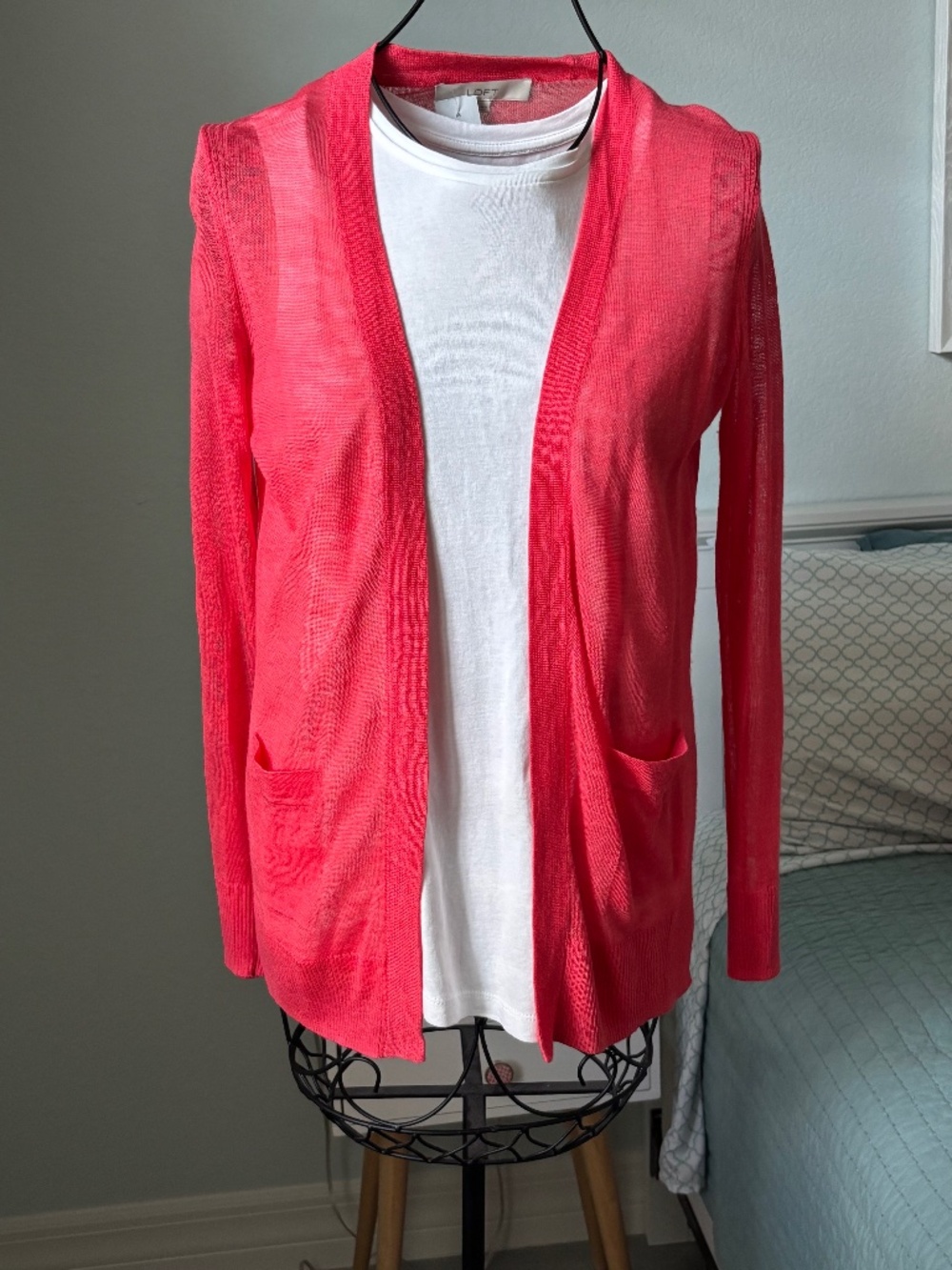 NWT Loft Hot Coral Cardigan Sz M